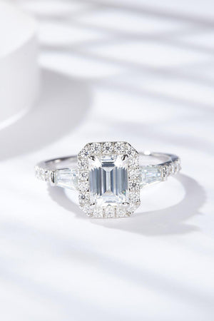 Ritzy Geometric Platinum-Plated 1 Carat Moissanite Ring - MXSTUDIO.COM