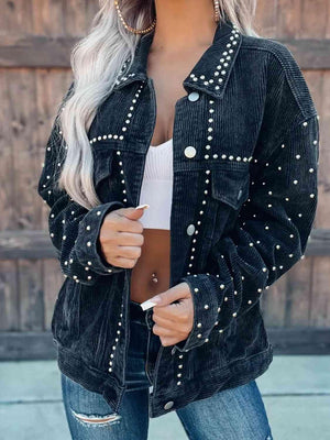 Rock Your Style Corduroy Studded Jacket-MXSTUDIO.COM