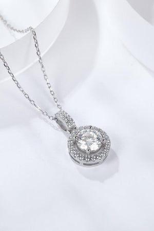 Round Pendant 2 Carat Moissanite Necklace - MXSTUDIO.COM
