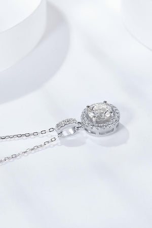 Round Pendant 2 Carat Moissanite Necklace - MXSTUDIO.COM