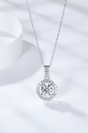 Round Pendant 2 Carat Moissanite Necklace - MXSTUDIO.COM
