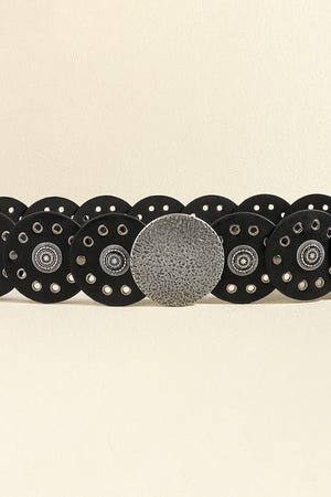 Round Shape Women's Leather Concho Belt - MXSTUDIO.COM