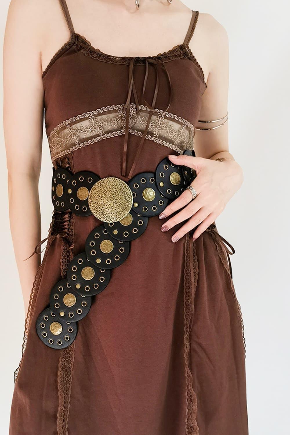 Round Shape Women's Leather Concho Belt - MXSTUDIO.COM