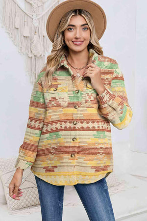 Rustic Appeal Collared Geometric Jacket - MXSTUDIO.COM