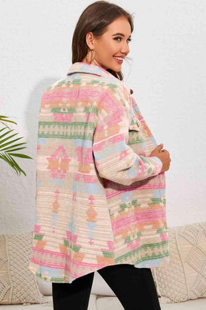 Rustic Appeal Collared Geometric Jacket - MXSTUDIO.COM