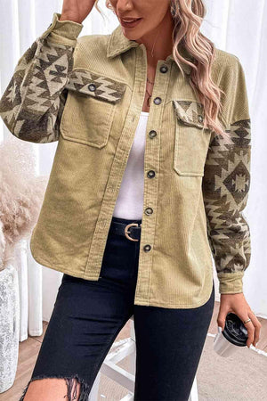 Rustic Vibe Button Down Geometric Jacket-MXSTUDIO.COM