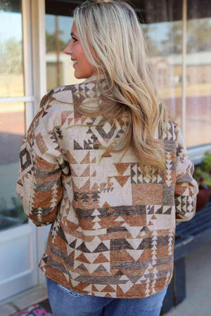 Rustic Vibe Collared Geometric Jacket - MXSTUDIO.COM