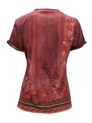 a women's top with a floral design
