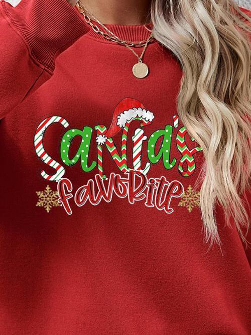Santa's Favorite Graphic Christmas Sweatshirt-MXSTUDIO.COM
