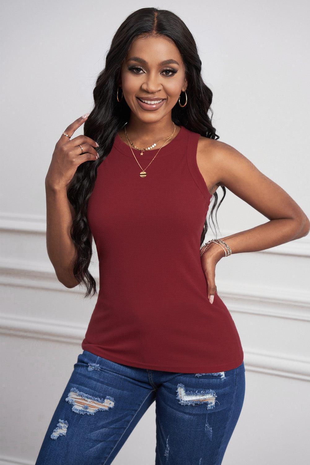 Satisfying Comfort Sleeveless Crew Neck Tank - MXSTUDIO.COM