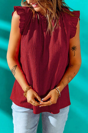 Saturday Favorite Cap Sleeve Red Blouse - MXSTUDIO.COM