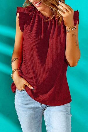 Saturday Favorite Cap Sleeve Red Blouse - MXSTUDIO.COM