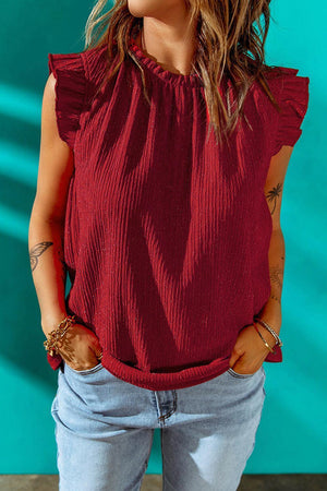 Saturday Favorite Cap Sleeve Red Blouse - MXSTUDIO.COM