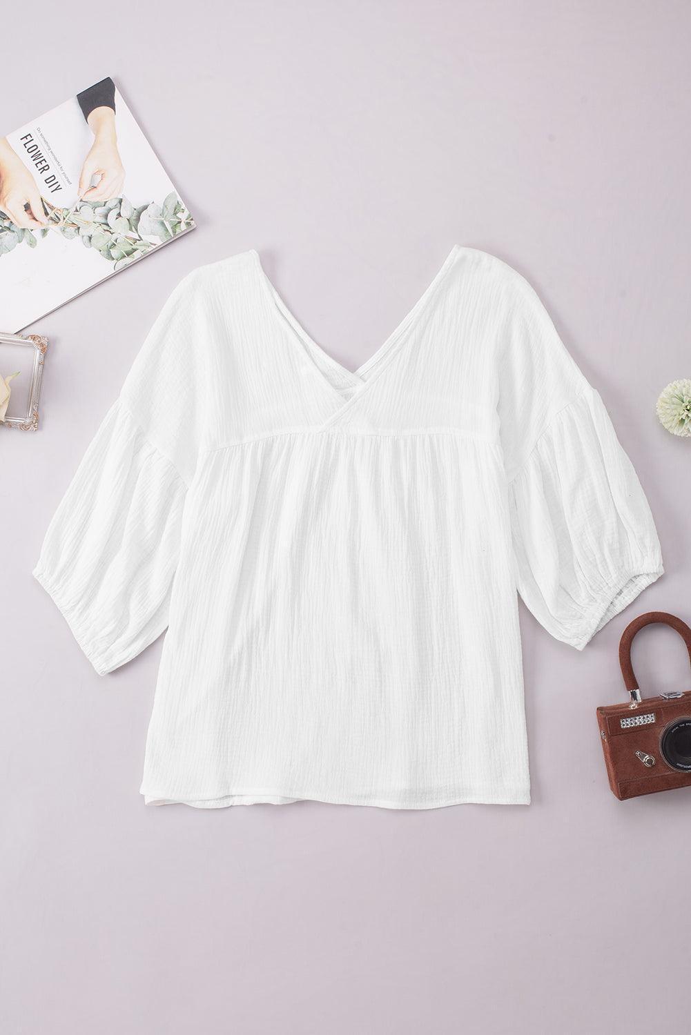 Saturday Look V-Neck Dropped Shoulder Top - MXSTUDIO.COM