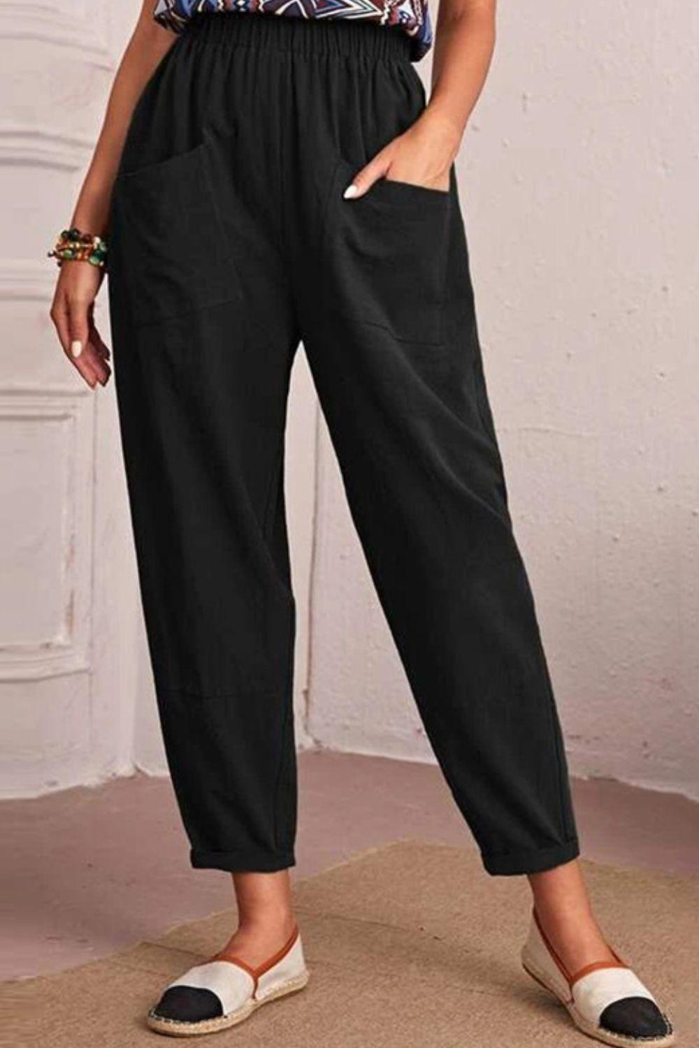 Saturday Vibe Elastic Waist Tapered Pants - MXSTUDIO.COM