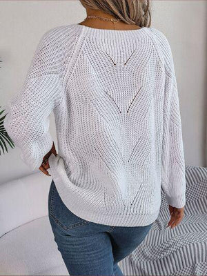 Saturday Vibe Knitted Square Neck Sweater-MXSTUDIO.COM