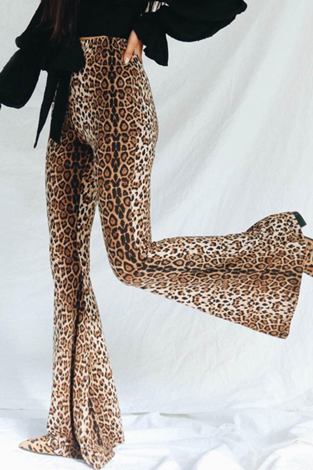 Savage High Waist Leopard Flare Pants - MXSTUDIO.COM