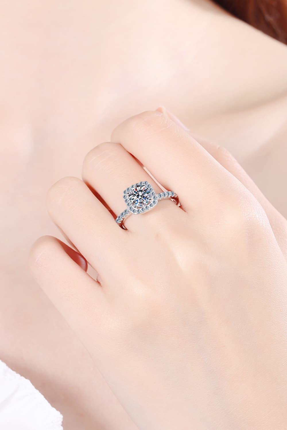 Savor Life Zircon Accents 2 Carat Moissanite Halo Ring - MXSTUDIO.COM