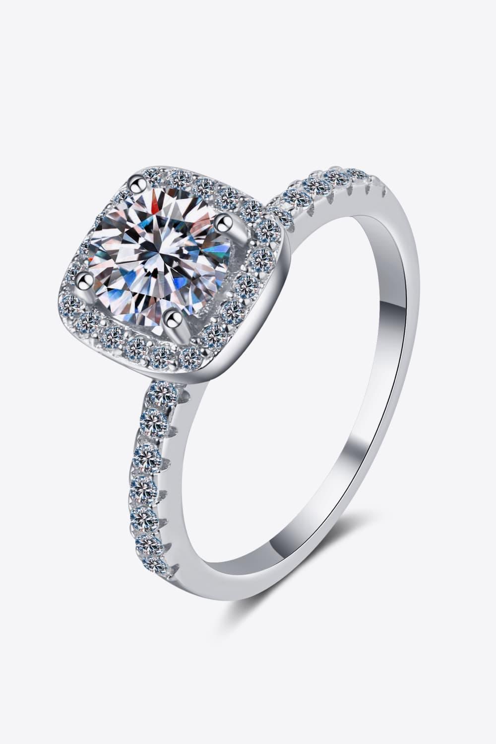 Savor Life Zircon Accents 2 Carat Moissanite Halo Ring - MXSTUDIO.COM