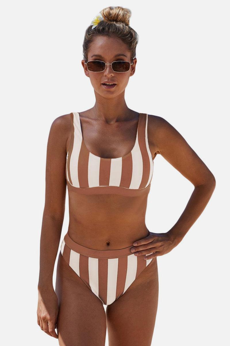 Seaside Stripes High-Waisted Bikini Set - MXSTUDIO.COM