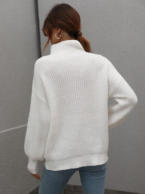 Winter Sophistication Balloon Sleeve High Neck Sweater - MXSTUDIO.COM