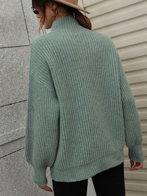Winter Sophistication Balloon Sleeve High Neck Sweater - MXSTUDIO.COM