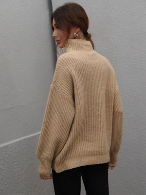 Winter Sophistication Balloon Sleeve High Neck Sweater - MXSTUDIO.COM