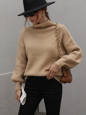 Winter Sophistication Balloon Sleeve High Neck Sweater - MXSTUDIO.COM