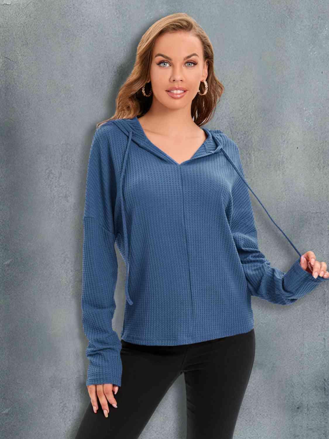 Secure And Fab Waffle Knit Hoodie - MXSTUDIO.COM