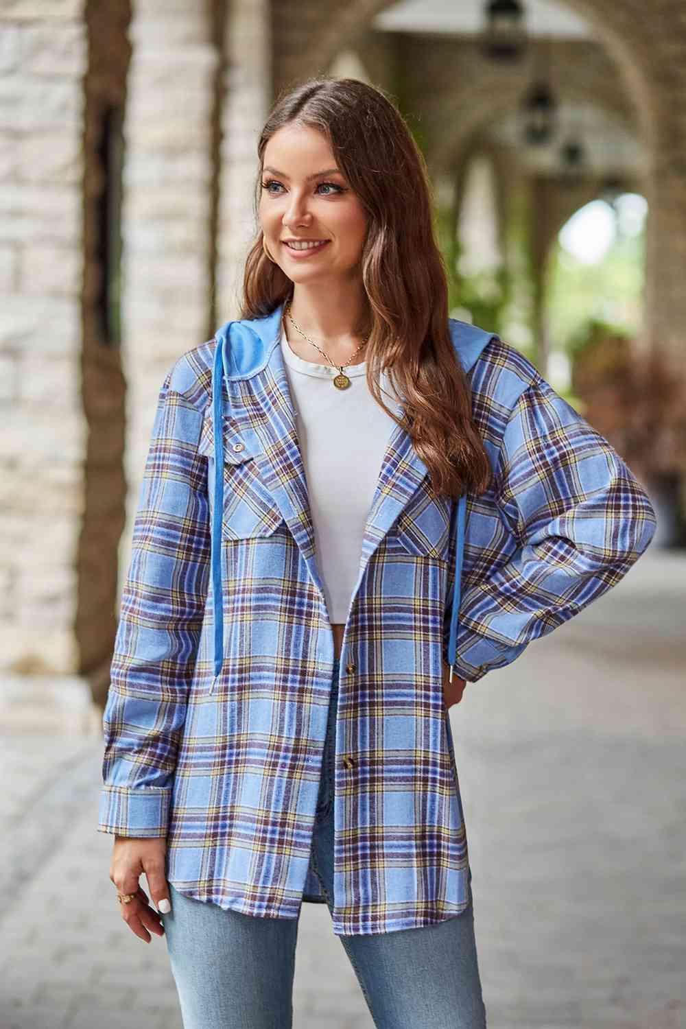 Secure In Style Plaid Hooded Jacket - MXSTUDIO.COM