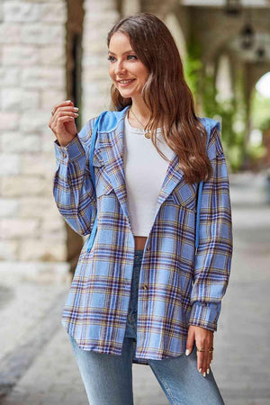 Secure In Style Plaid Hooded Jacket - MXSTUDIO.COM