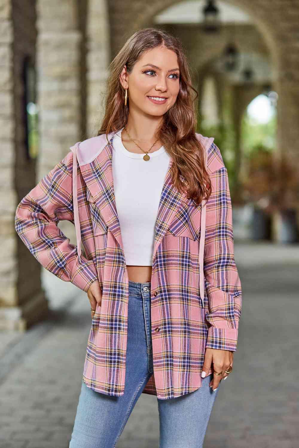 Secure In Style Plaid Hooded Jacket - MXSTUDIO.COM
