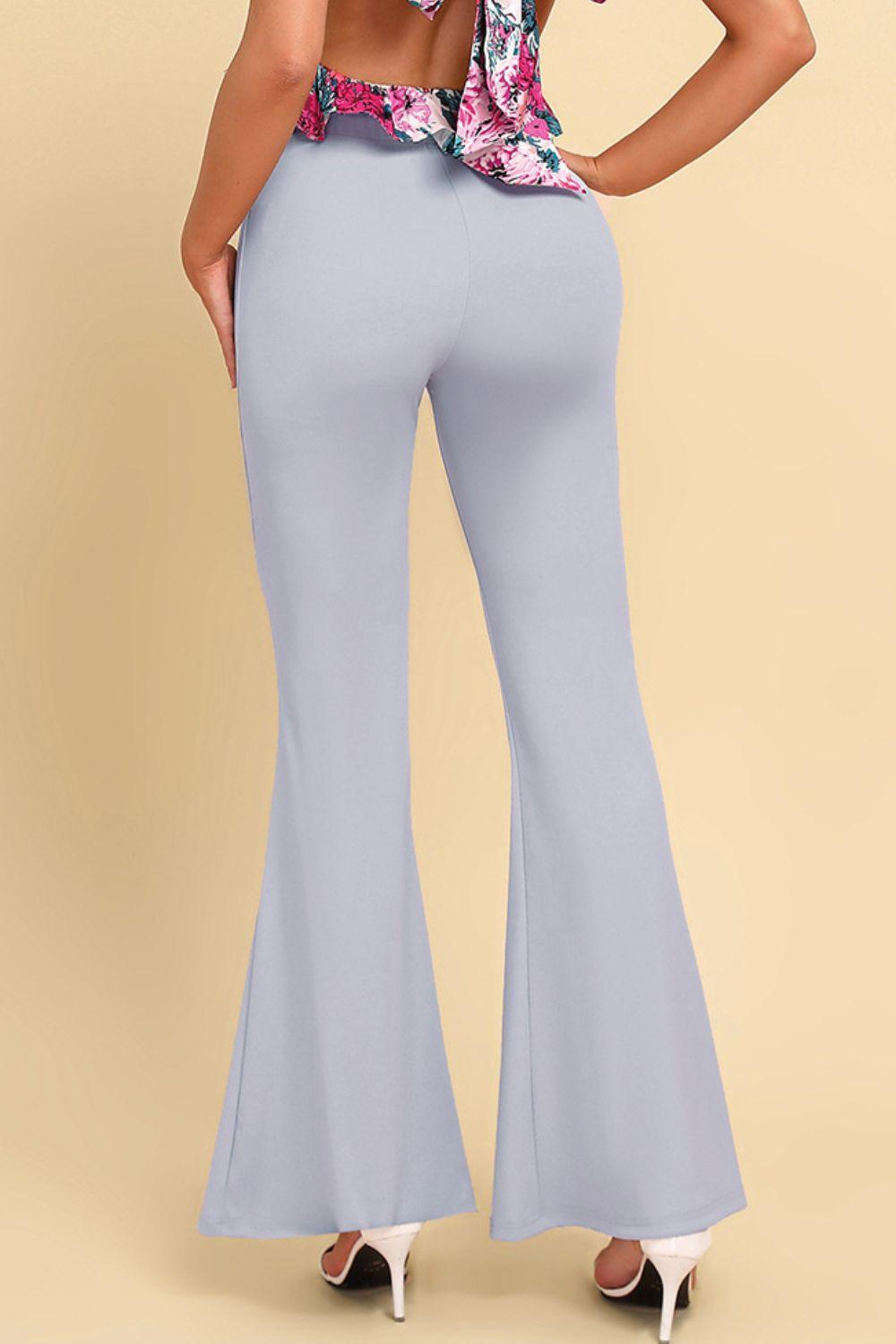 Seize The Day Gray High Waist Flare Leg Pants - MXSTUDIO.COM