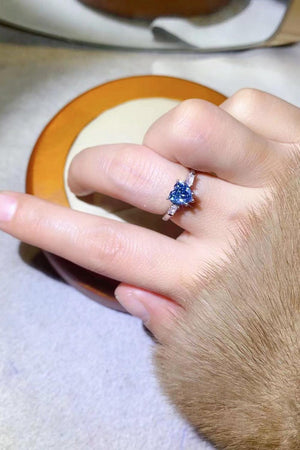 Selfless Platinum-Plated 1 Carat Blue Moissanite Ring - MXSTUDIO.COM