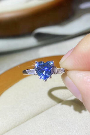 Selfless Platinum-Plated 1 Carat Blue Moissanite Ring - MXSTUDIO.COM