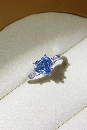 Selfless Platinum-Plated 1 Carat Blue Moissanite Ring - MXSTUDIO.COM