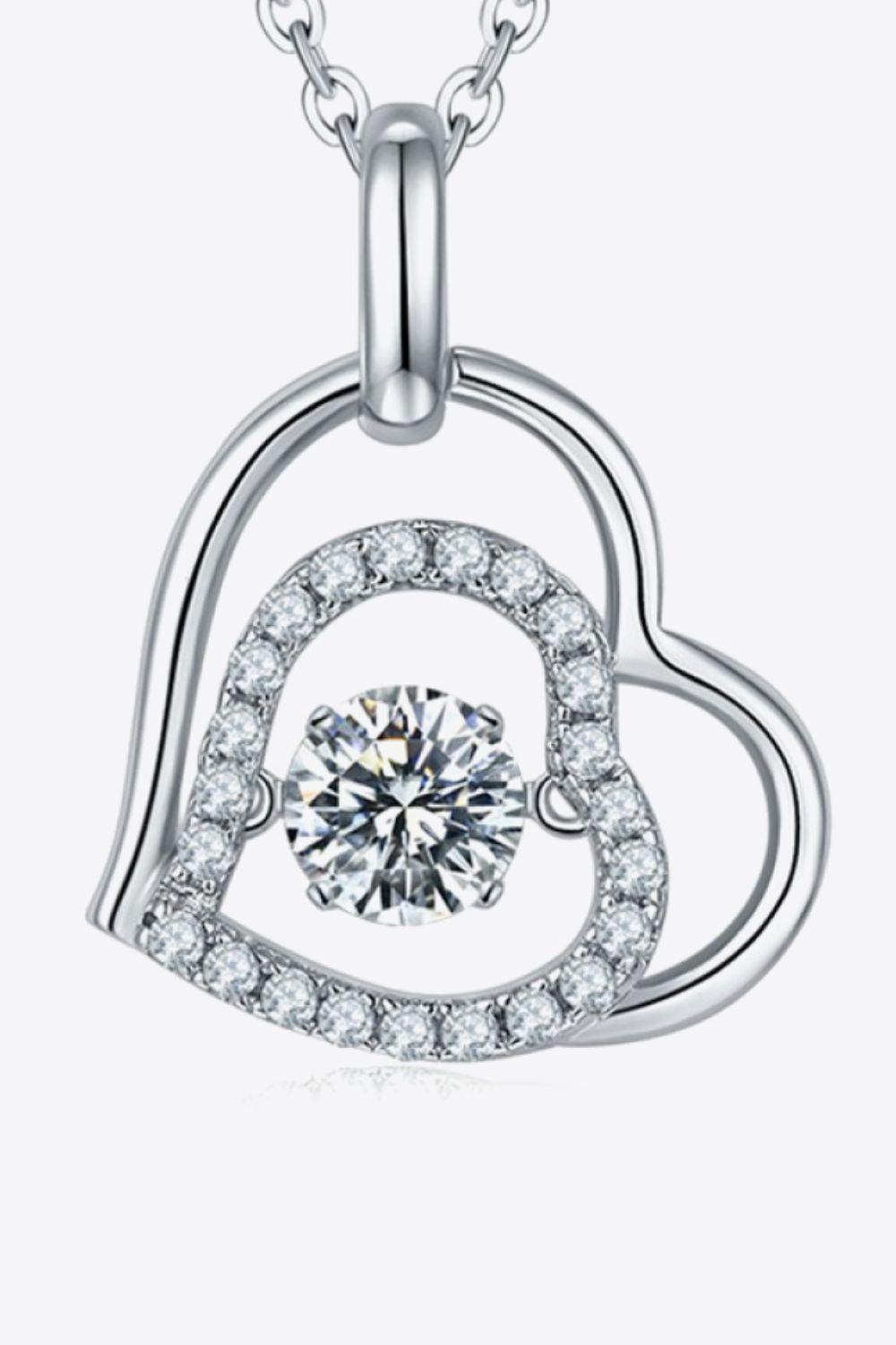Sense The Delight Zircon Accents Moissanite Heart Necklace - MXSTUDIO.COM