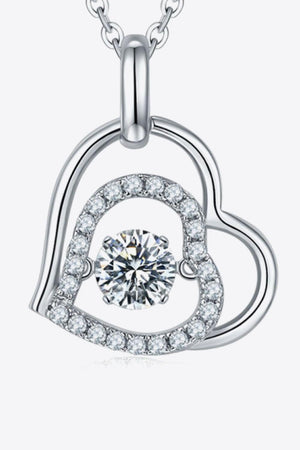 Sense The Delight Zircon Accents Moissanite Heart Necklace - MXSTUDIO.COM