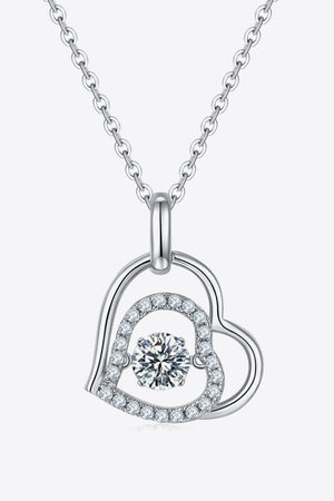 Sense The Delight Zircon Accents Moissanite Heart Necklace - MXSTUDIO.COM
