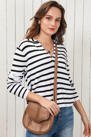 Serene Vibe V Neck Collar Long Sleeve Top - MXSTUDIO.COM