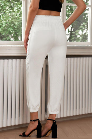 Serene White Cropped Joggers - MXSTUDIO.COM