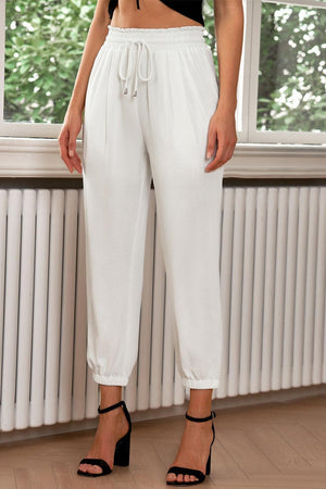 Serene White Cropped Joggers - MXSTUDIO.COM