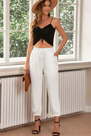 Serene White Cropped Joggers - MXSTUDIO.COM