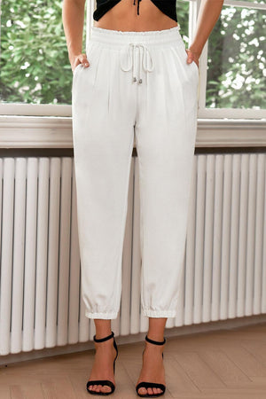 Serene White Cropped Joggers - MXSTUDIO.COM