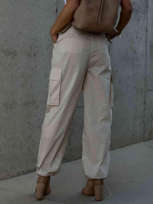 Set And Ready Drawstring Waist Cargo Pants - MXSTUDIO.COM