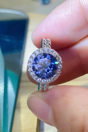 Set Free Platinum-Plated 2 Carat Blue Moissanite Ring - MXSTUDIO.COM