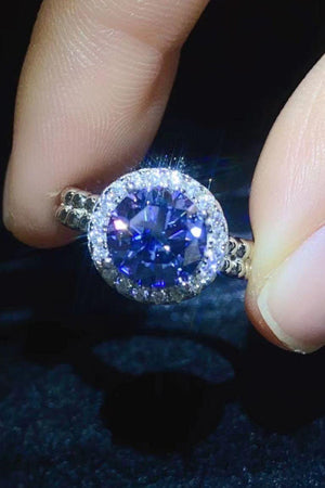 Set Free Platinum-Plated 2 Carat Blue Moissanite Ring - MXSTUDIO.COM