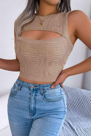 Sexy And Cute Cutout Knitted Sleeveless Top-MXSTUDIO.COM