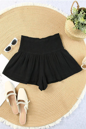 Sexy Smocked High Waist Wide Leg Shorts - MXSTUDIO.COM