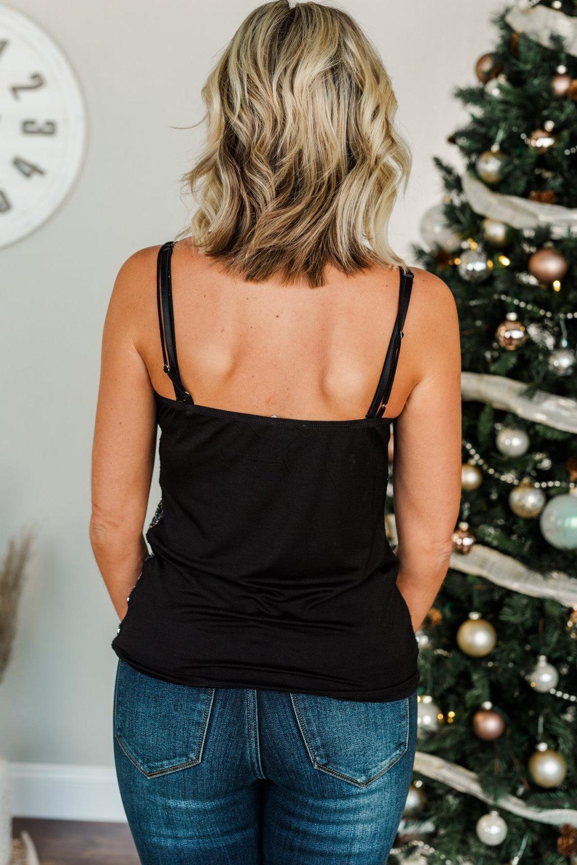 Shimmery Sleeveless Sequin Cami Top - MXSTUDIO.COM